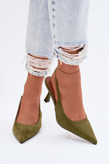 Sandali da donna con tacchi sottiliImitacji dalla pelle scamosciatau colore verde Saria