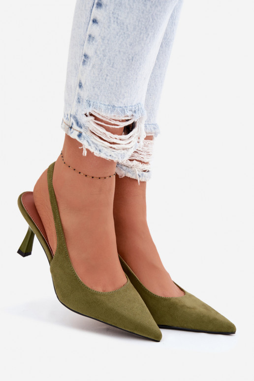 Sandali da donna con tacchi sottiliImitacji dalla pelle scamosciatau colore verde Saria