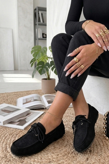 Mocassini neri con lacci Nina 2