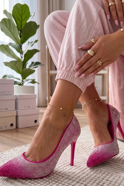 Décolleté rosa con zirconi Faustyna