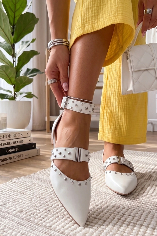 Ballerine bianche con cristalli Clarisse