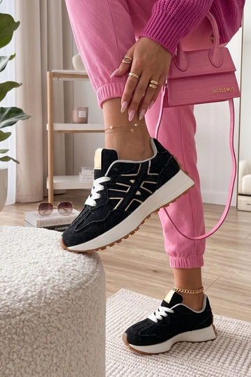 Sneakers in denim nero su piattaforma Constanza 2