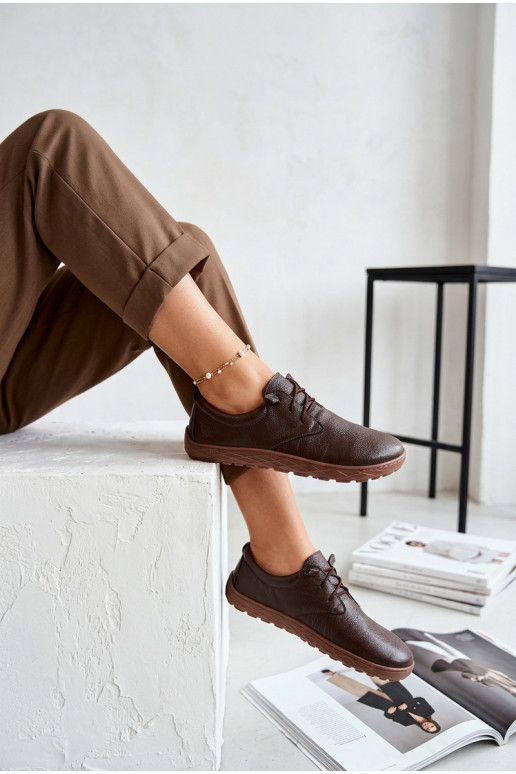 Scarpe in pelle da donna Barefoot Zazoo 10189 color cioccolato