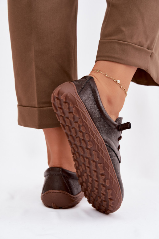 Scarpe in pelle da donna Barefoot Zazoo 10189 color cioccolato