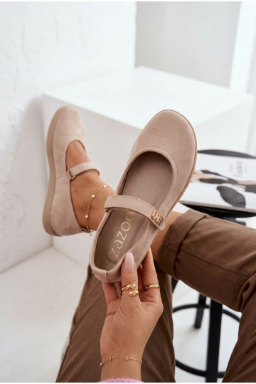 Ballerine in pelle scamosciata Barefoot con cinturini Zazoo 10206 color sabbia 2