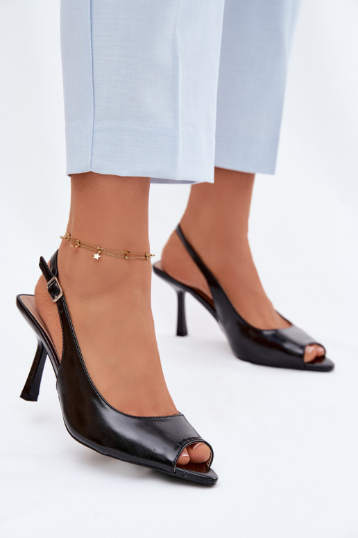 Sandali con tacco sottile neri Sevina