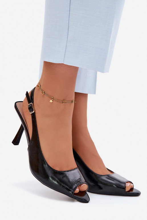 Sandali con tacco sottile neri Sevina