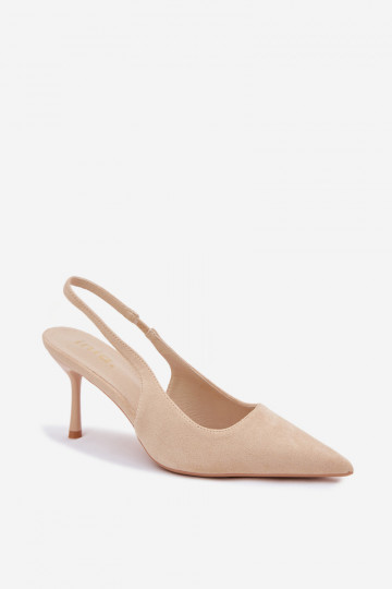 Sandali con tacco sottile in suede sintetico color sabbia Kevina 2