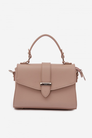 Borsa postino con nastri decorativi color sabbia scuro Belveta
