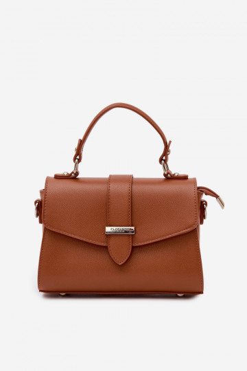 Borsa postino con nastri decorativi color marrone Belveta
