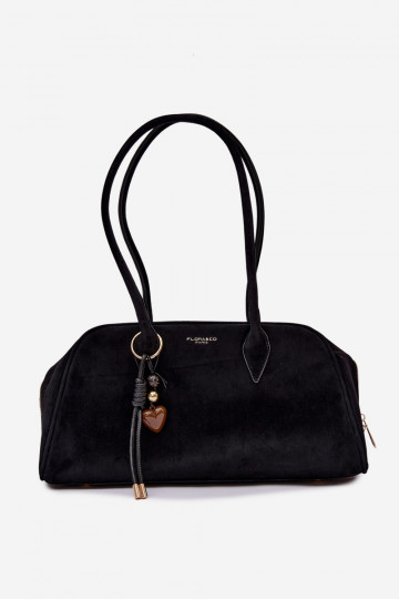 Borsa nera con charms in ecopelle scamosciata Noelia