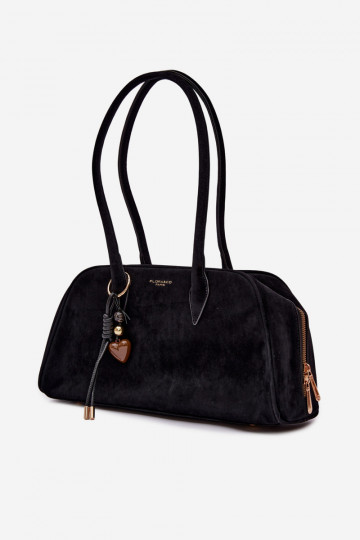 Borsa nera con charms in ecopelle scamosciata Noelia 2