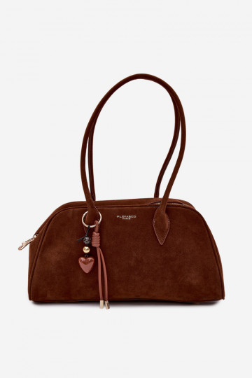 Borsa color marrone con charms in ecopelle scamosciata Noelia