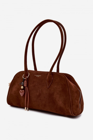 Borsa color marrone con charms in ecopelle scamosciata Noelia 2