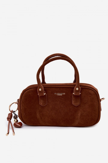 Borsa da viaggio color marrone in ecopelle scamosciata Annelle