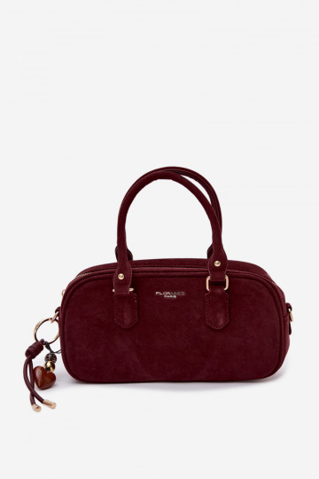 Borsa da viaggio color bordeaux in ecopelle scamosciata Annelle