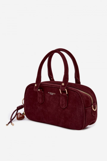 Borsa da viaggio color bordeaux in ecopelle scamosciata Annelle 2