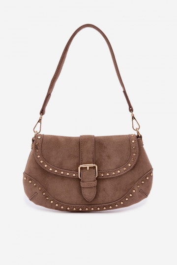 Borsa con borchie in similpelle di colore sabbia scuro Clarielle