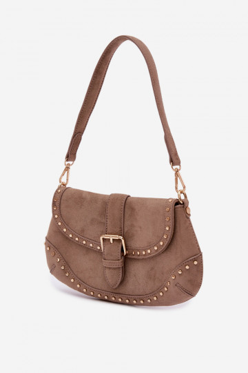 Borsa con borchie in similpelle di colore sabbia scuro Clarielle 2