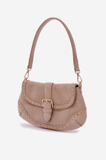Borsa con borchie in similpelle di colore sabbia brillante Clarielle 2