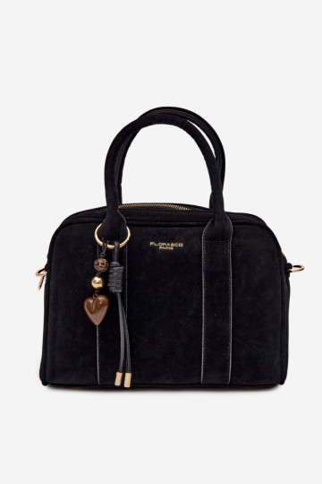 Borsa tipo bagaglio in similpelle con portachiavi di colore nero Sorielle