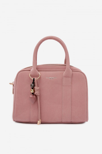 Borsa tipo bagaglio in similpelle con portachiavi di colore rosa Sorielle