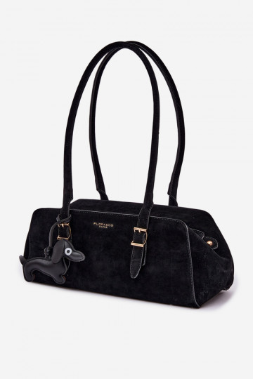 Borsa in finta scamosciata con pendente color nero Noely 2