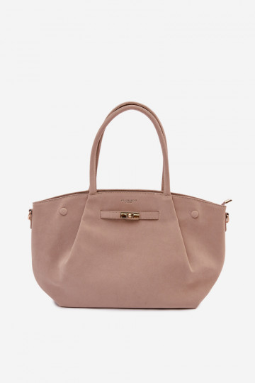 Borsa tipo shopper in finta scamosciata color avorio Nellia