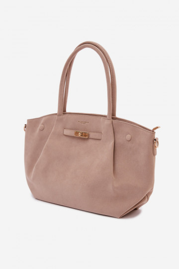 Borsa tipo shopper in finta scamosciata color avorio Nellia 2