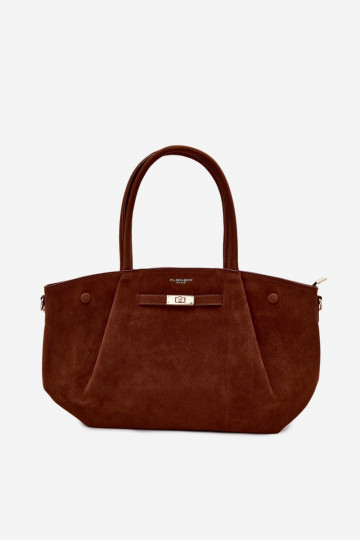Borsa tipo shopper in finta scamosciata color marrone Nellia