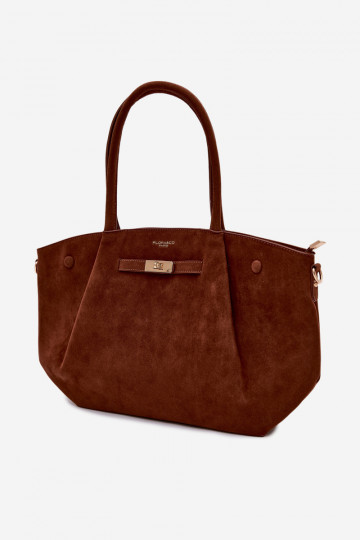 Borsa tipo shopper in finta scamosciata color marrone Nellia 2
