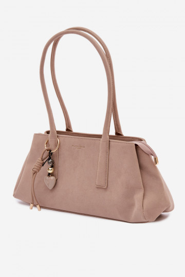 Borsa in finta scamosciata con pendente color avorio Nelina 2