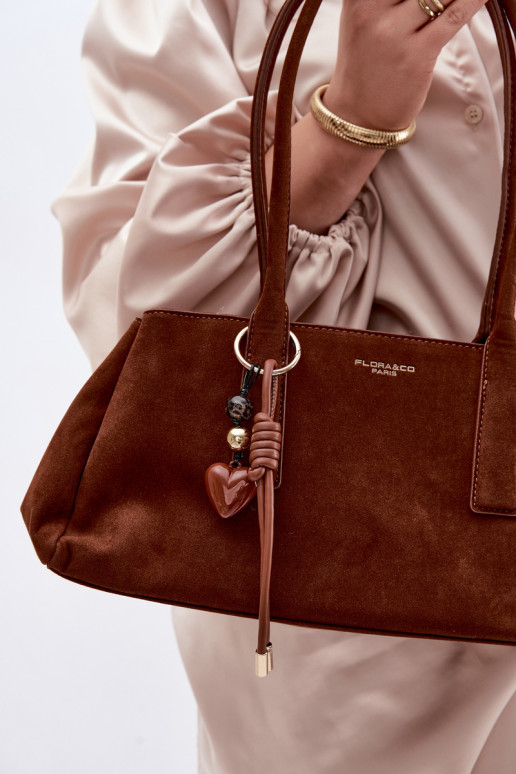 in ecopelle scamosciataoAa PalmareBrelokiem colore marrone Nelina