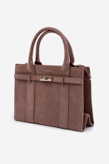 Borsa tipo bagaglio in finta scamosciata color sabbia scuro Noressa 2