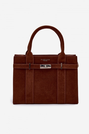 Borsa tipo bagaglio in finta scamosciata color marrone Noressa