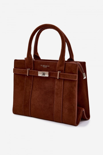Borsa tipo bagaglio in finta scamosciata color marrone Noressa 2