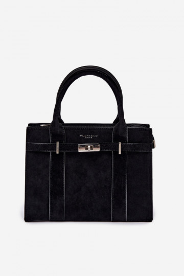 Borsa tipo bagaglio in finta scamosciata color nero Noressa