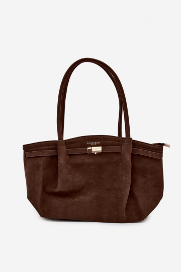 Borsa shopper in similpelle color cioccolato Elleea