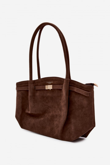 Borsa shopper in similpelle color cioccolato Elleea 2