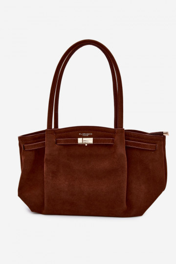 Borsa shopper in similpelle color marrone Elleea