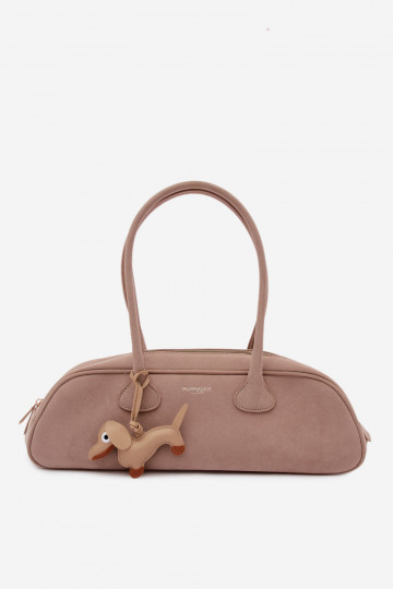 Borsa baguette con chiusura in similpelle color avorio Annette