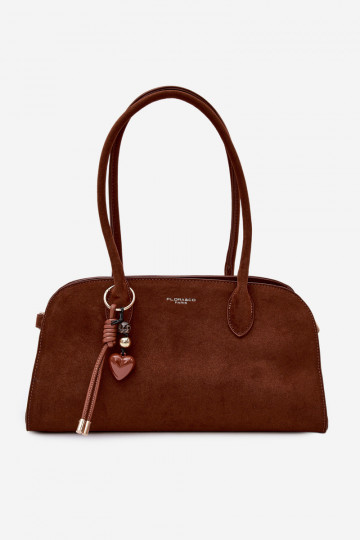 Borsa con ciondolo e fibbie in similpelle color marrone Violette