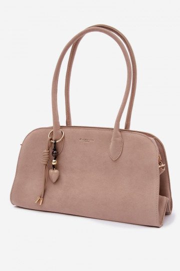 Borsa con ciondolo e fibbie in similpelle color sabbia chiaro Violette 2