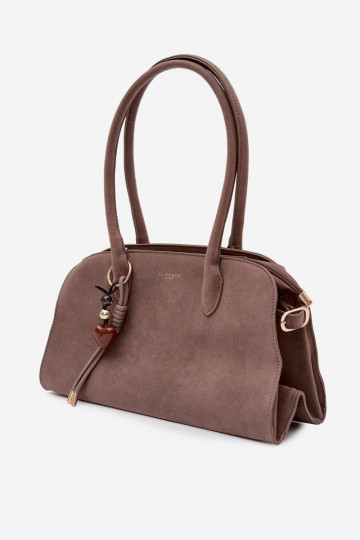 Borsa con ciondolo e fibbie in similpelle color sabbia scuro Violette 2