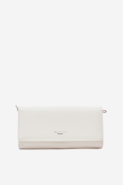 Portafoglio Palmare due in uno con cinghie colore avorio Suzette