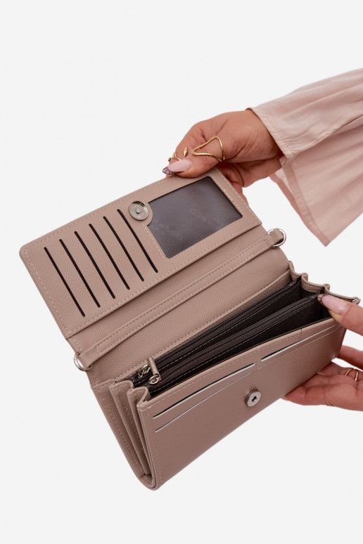 Portafoglio Palmare due in uno con cinghie colore avorio Suzette