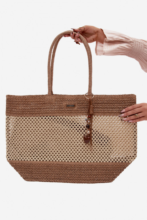 Intrecciato Borsetta/borsa Acquirente GrandeBrelokiem colore avorio Lucette