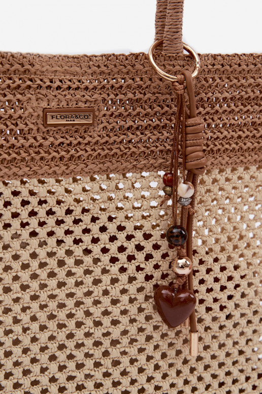 Intrecciato Borsetta/borsa Acquirente GrandeBrelokiem colore avorio Lucette