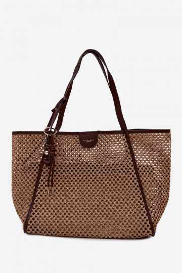 Borsa a mano tipo acquirente grande marrone Mella