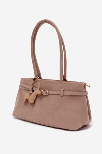 Borsa con imitazione di pelle scamosciata con zip color avorio Noellea 2